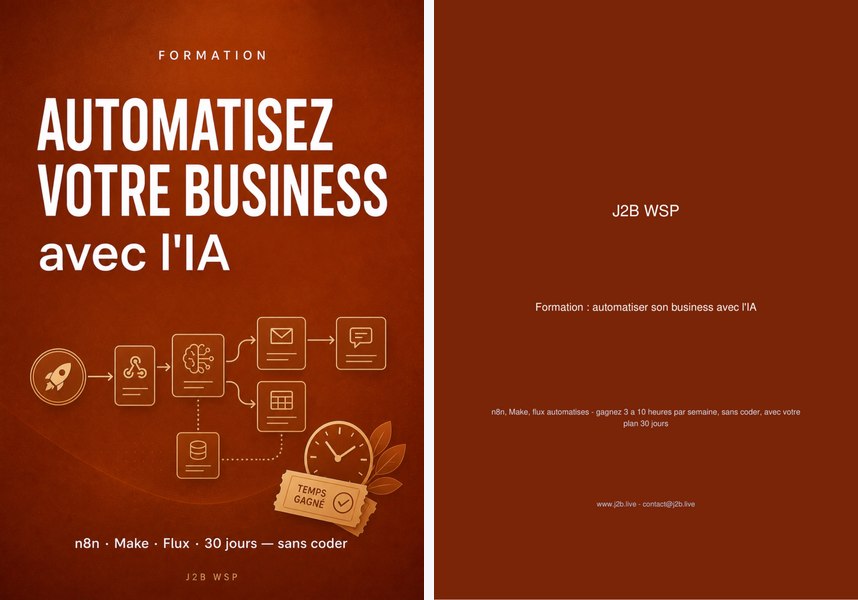 Formation : automatiser son business avec l'IA — n8n, Make, flux automatisés : gagnez 3 à 10 heures par semaine