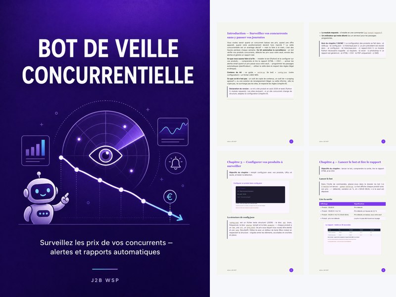Kit Bot de veille concurrentielle — Surveillez les prix de vos concurrents, alertes automatiques et rapports HTML/CSV