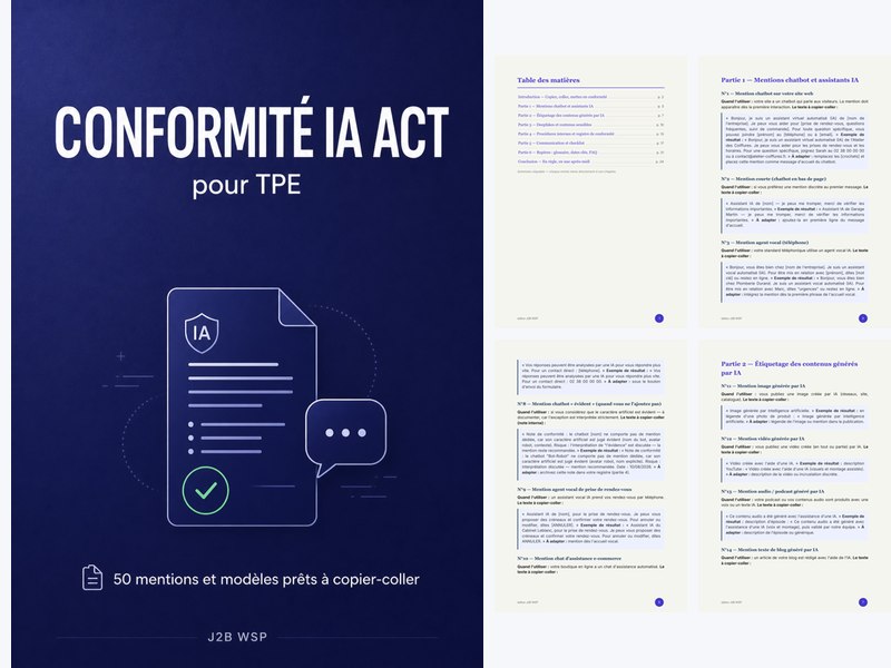 Conformité IA Act pour TPE — Pack 50 modèles
